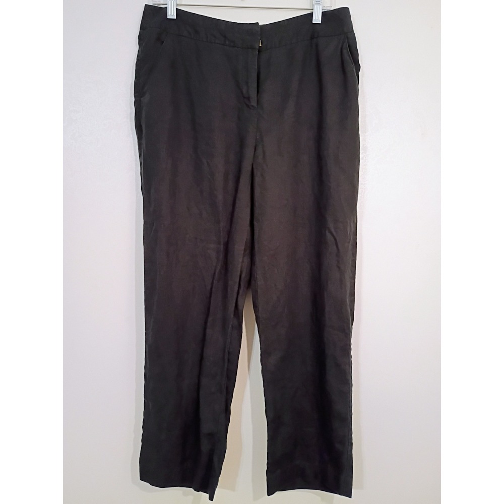 INVESTMENTS Women Black‎ 100% Linen Straight Leg Pants Size 10
